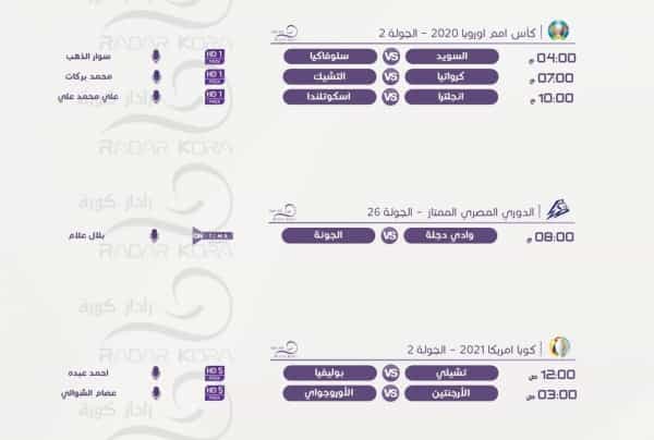 رياضة: مباريات امم اوروبا وكوبا امريكا اليوم الجمعة 18 يونيو 2021.