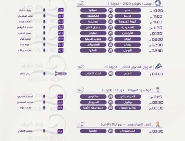 رياضة: مباريات الجولة الأولى من اولمبياد طوكيو اليوم الخميس 22 يوليو2021.