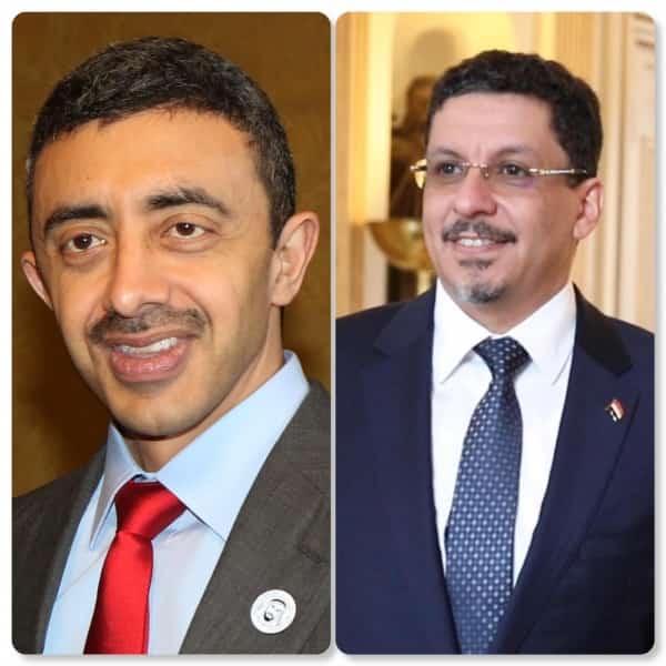 اليمن: بن مبارك يهاتف بن زايد للتضامن ضد هجمات الحوثيين التي شلت مطار ابوظبي