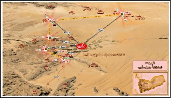 عشرات القتلى والجرحى من المقاتلين الحوثيين  بمعارك عنيفة اليوم الاربعاء على جبهة الكسارة غربي مدينة مأرب