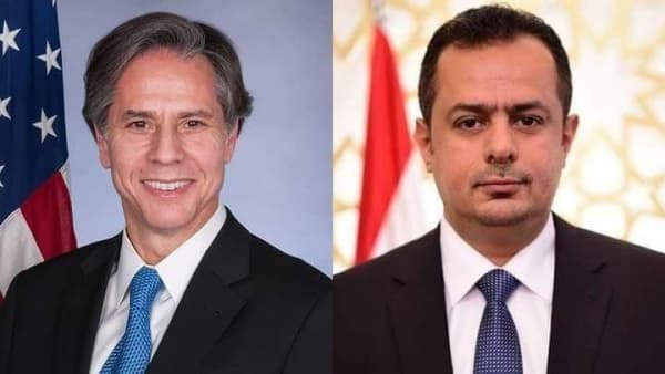 رئيس الوزراء معين عبدالملك يتلقى اليوم الخميس اتصالا من وزير الخارجية الاميركي انتوني بلينكن