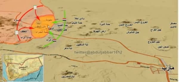 غارات جوية عنيفة على اهدافا متفرقة في مواقع متقدمة لجماعة الحوثيين غربي مدينة مارب