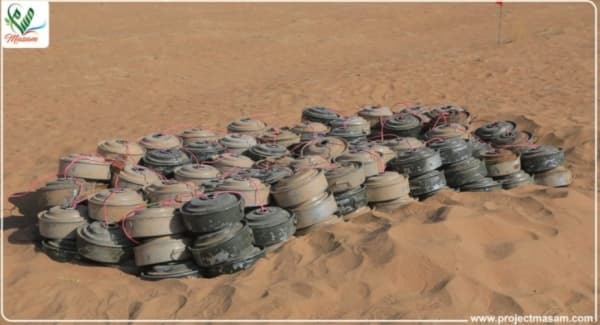 "مسام" ينزع ويتلف 1,966 مادة متفجرة من مخلفات الحرب