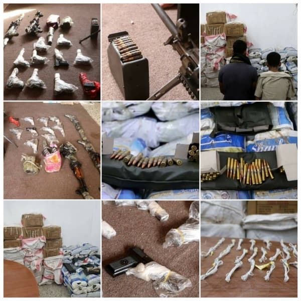 قوات امنية موالية للمجلس الانتقالي تعلن ضبط شحنة اسلحة ومتفجرات في طريقها الى عدن
